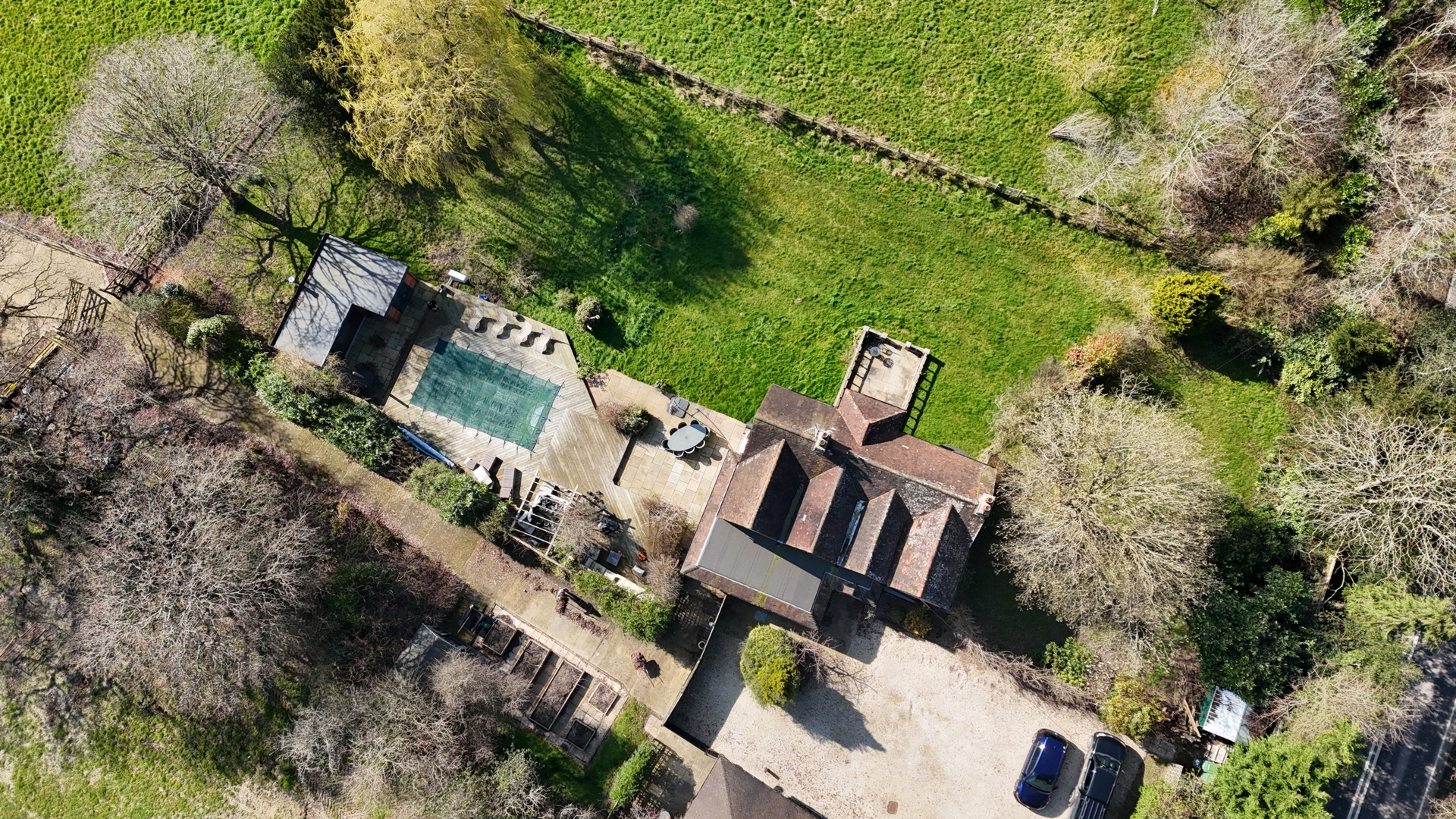 Aerial of house and garden