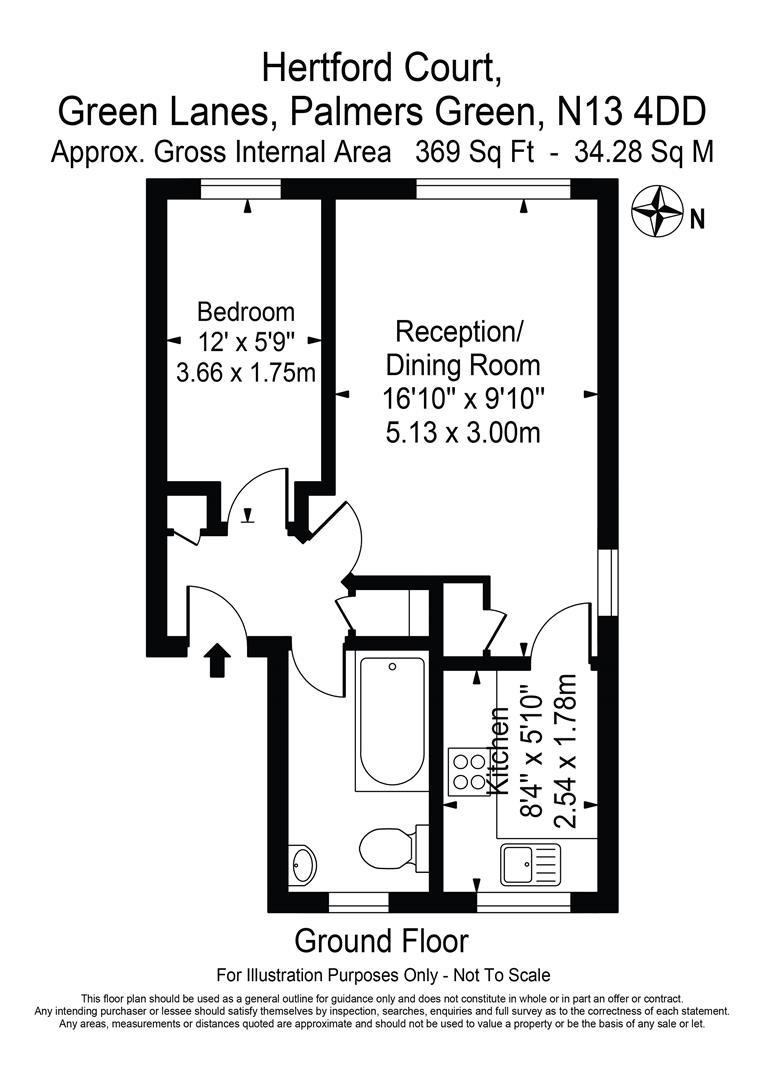 Florrplan - 14 Hertford Court Green Lanes Palmers