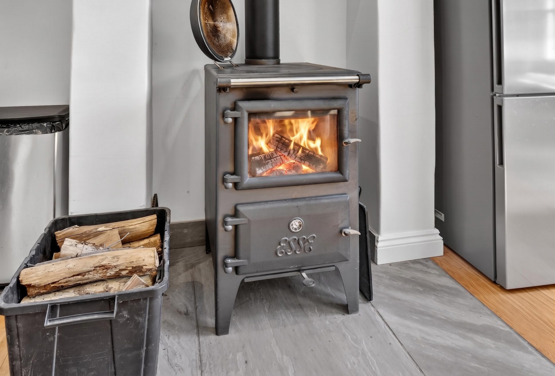 Wood Burner - In Kitchen