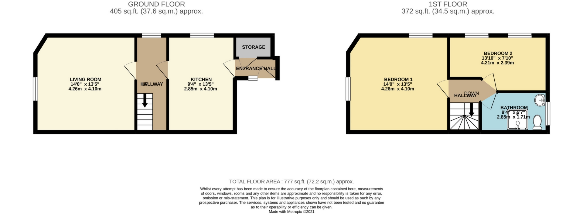 Floor Plan - 2 Bed Duplex Apartment above.