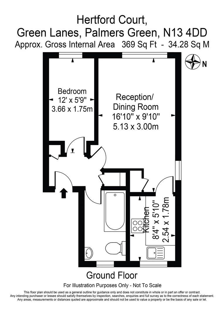 Florrplan - 14 Hertford Court Green Lanes Palmers