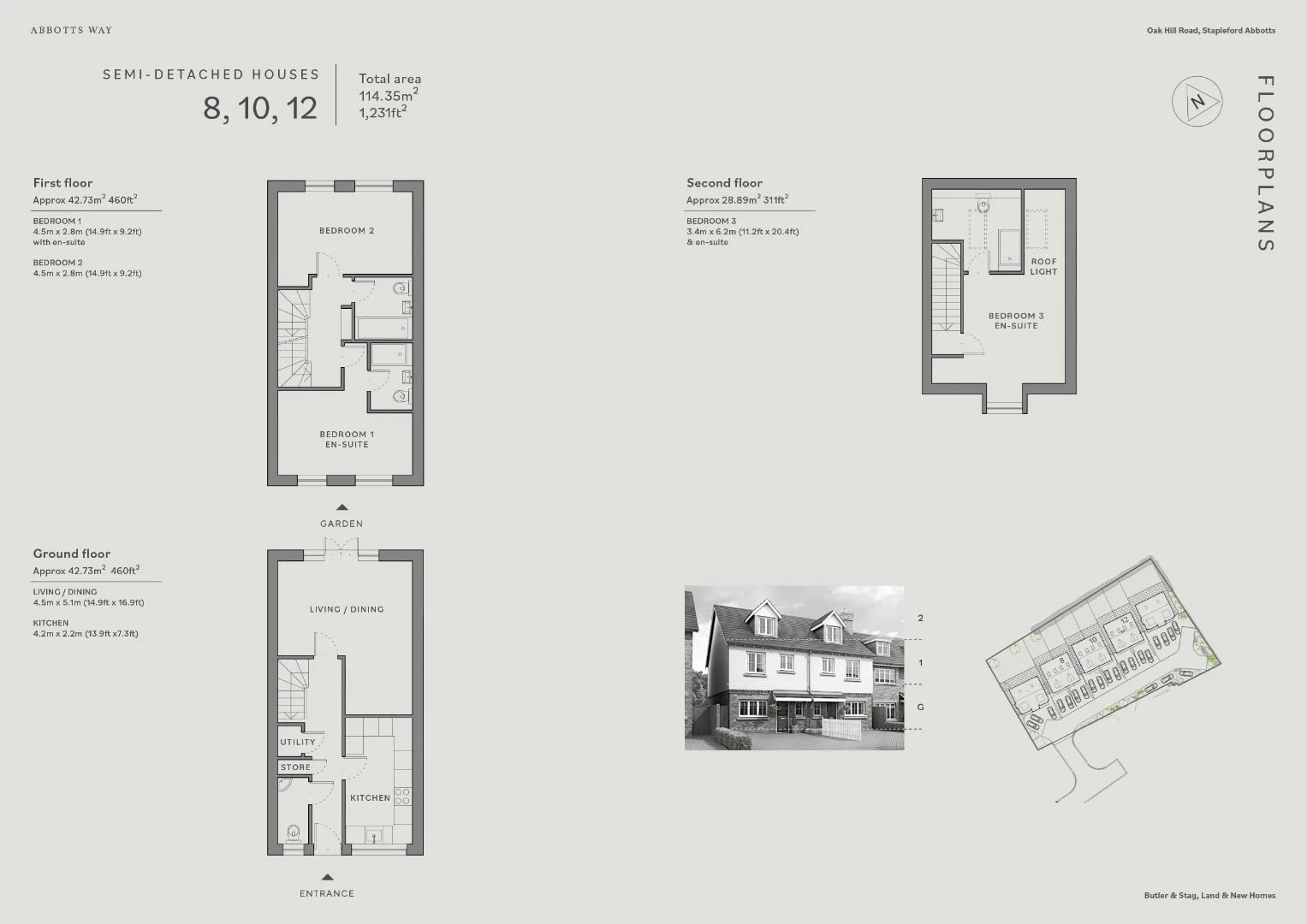 Abbots Way, Semi detached houses 8, 10, 12 floorpl