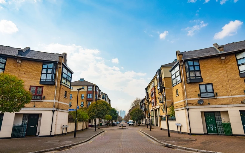 A view towards Canary Wharf from Britannia Village E16
