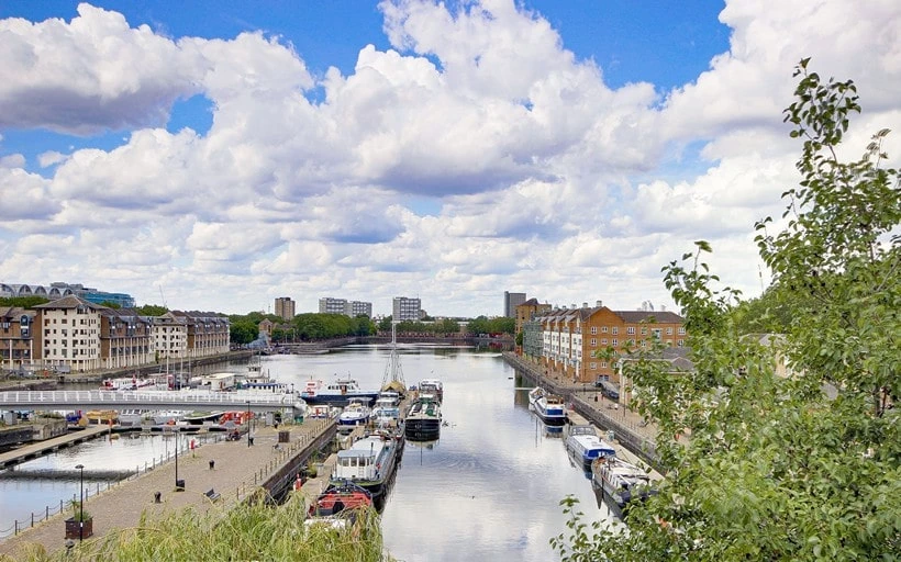 Queen of Denmark Court apartment view down Greenland Dock