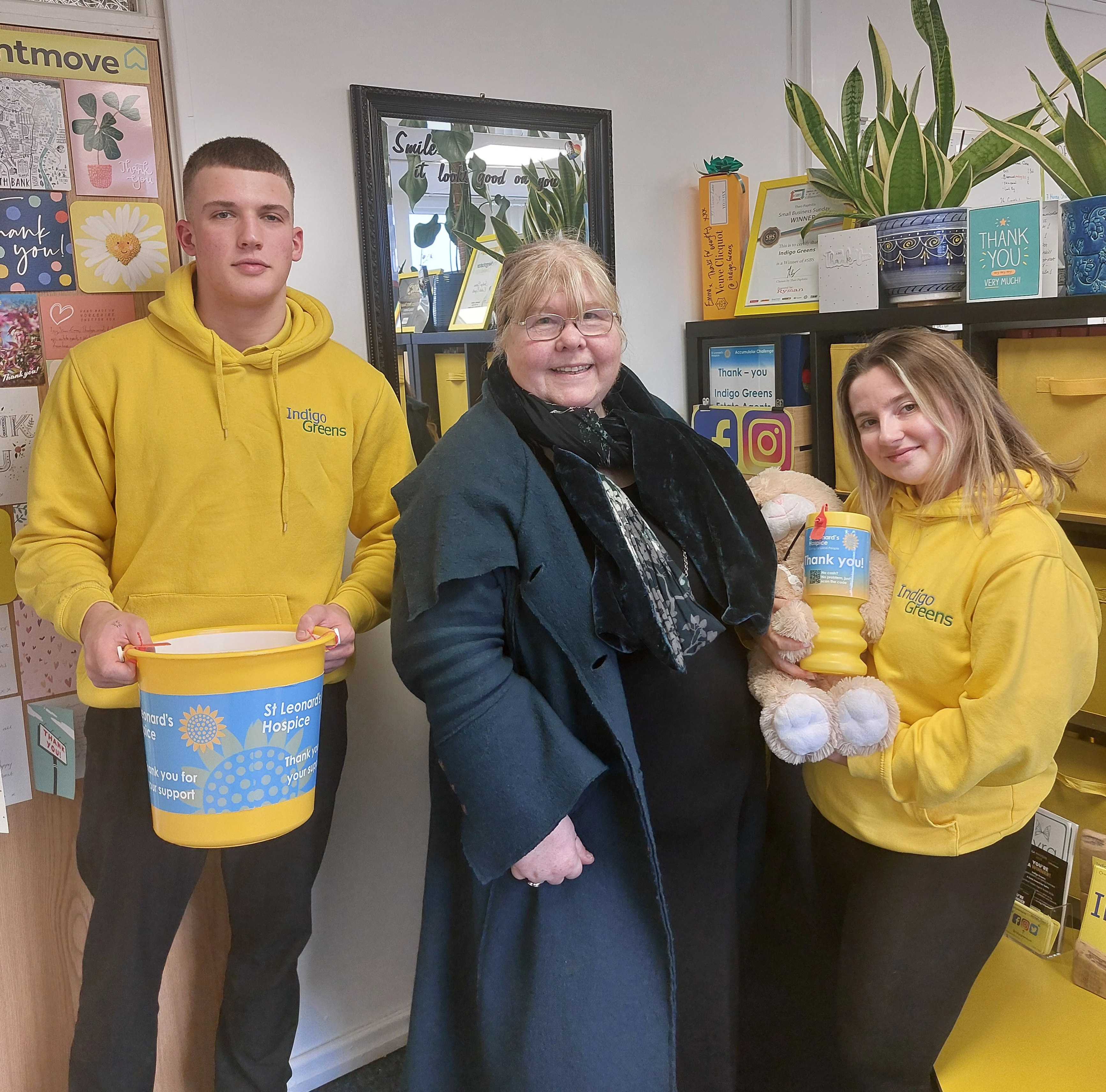 Indigo Greens Max and Izzy with Annie from St Leonards Hospice 2026