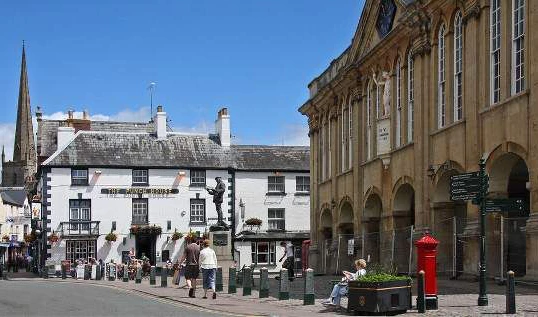 Monmouth town hall and pub Monmouth town hall and pub